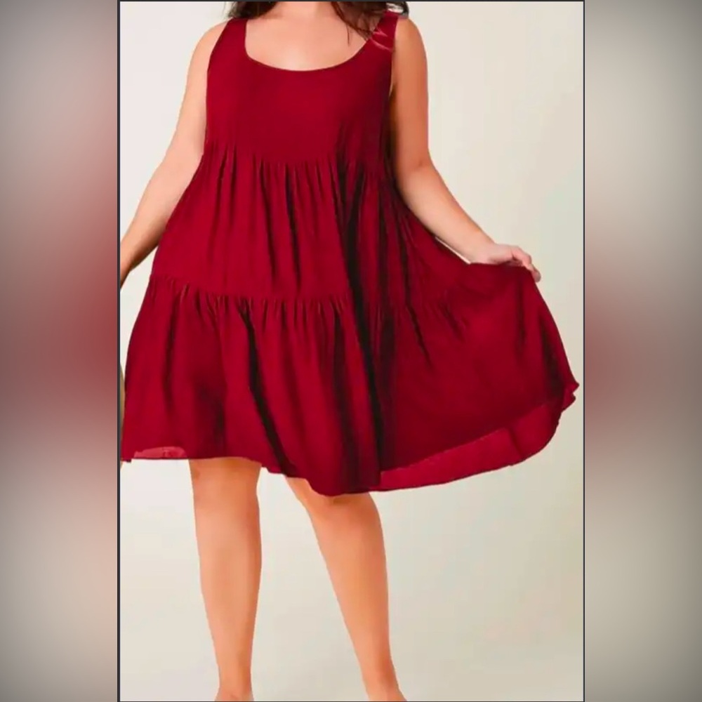Plus Solid Flounce Hem Dress size 0x